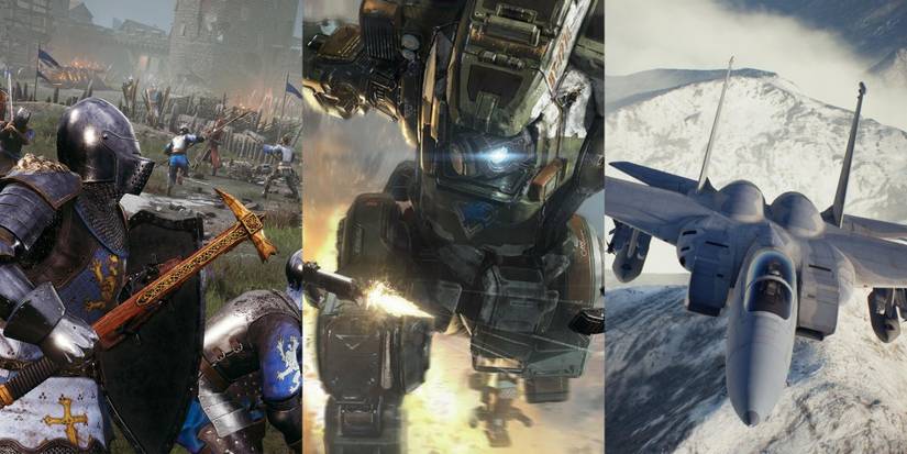 battle in Chivalry 2, robot in Titanfall 2,  plane in Ace Combat 7 Skies Un