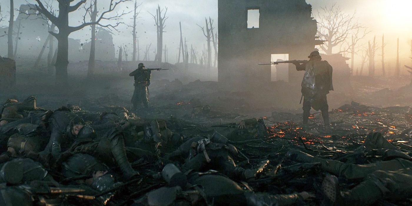 battlefield 1 two soilders pointing guns at each other 