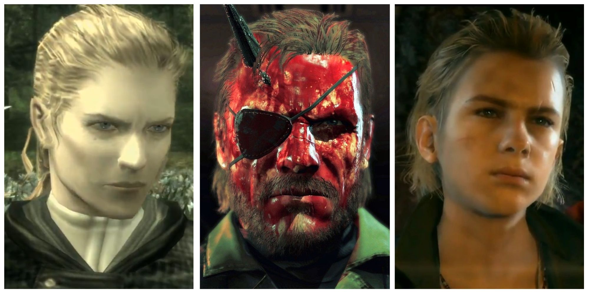 the boss, venom snake, and eli from metal gear solid