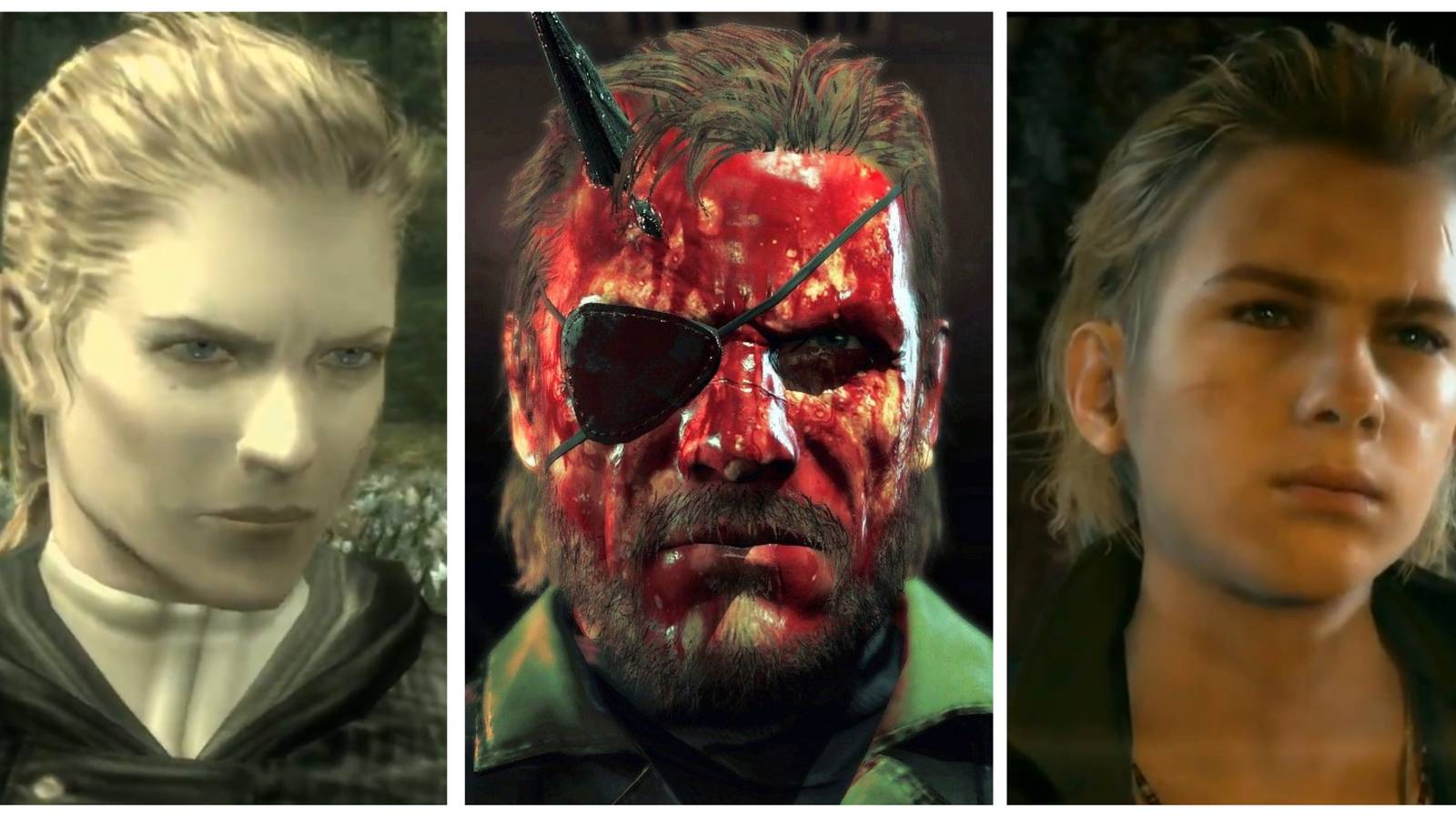 the boss, venom snake, and eli from metal gear solid