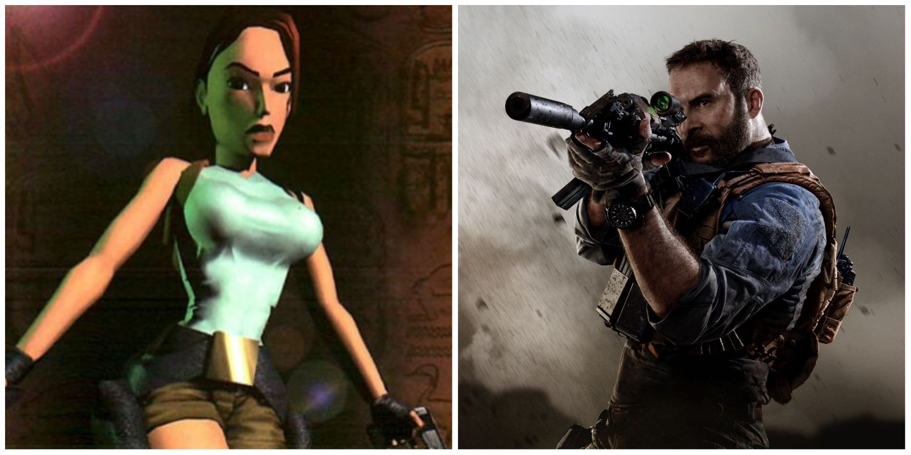 (Left) Lara Croft (Right) Captain Price