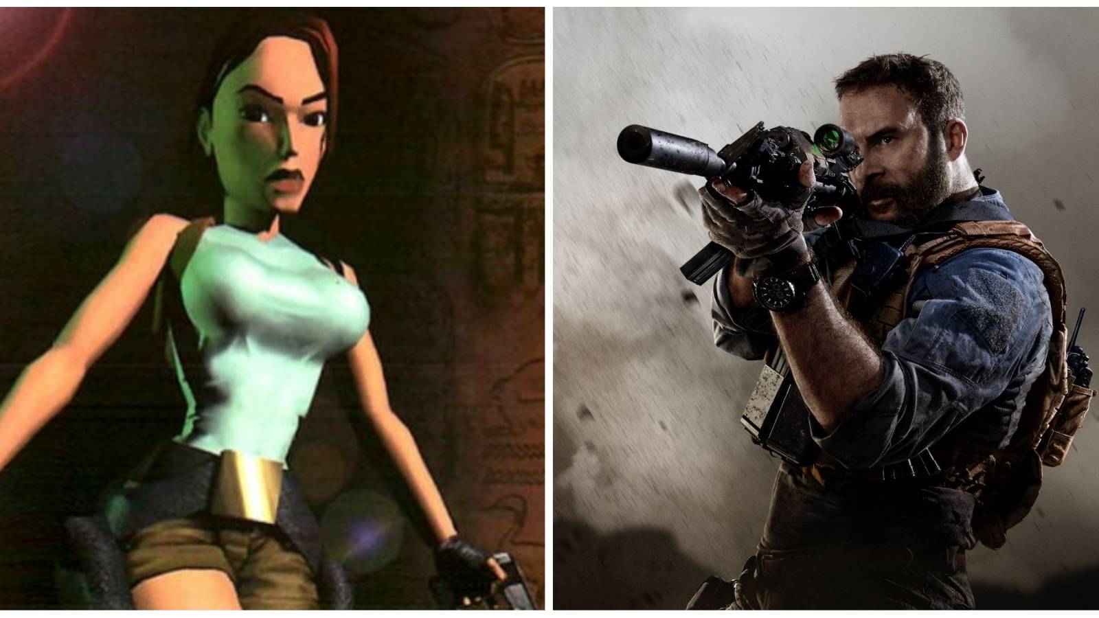 (Left) Lara Croft (Right) Captain Price