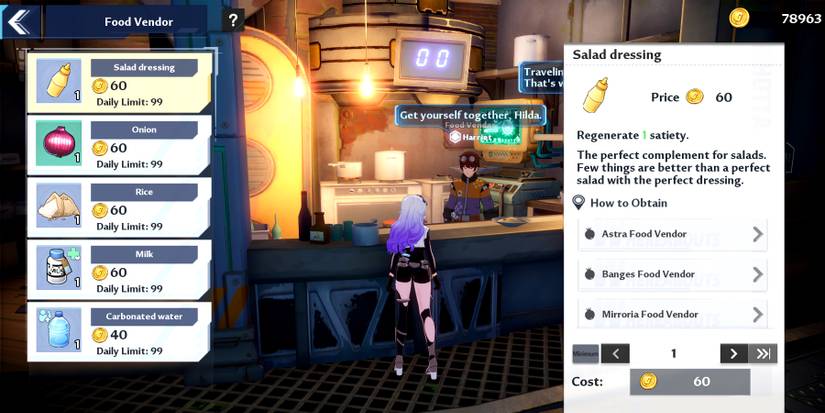 buying salad dressing in tower of fantasy