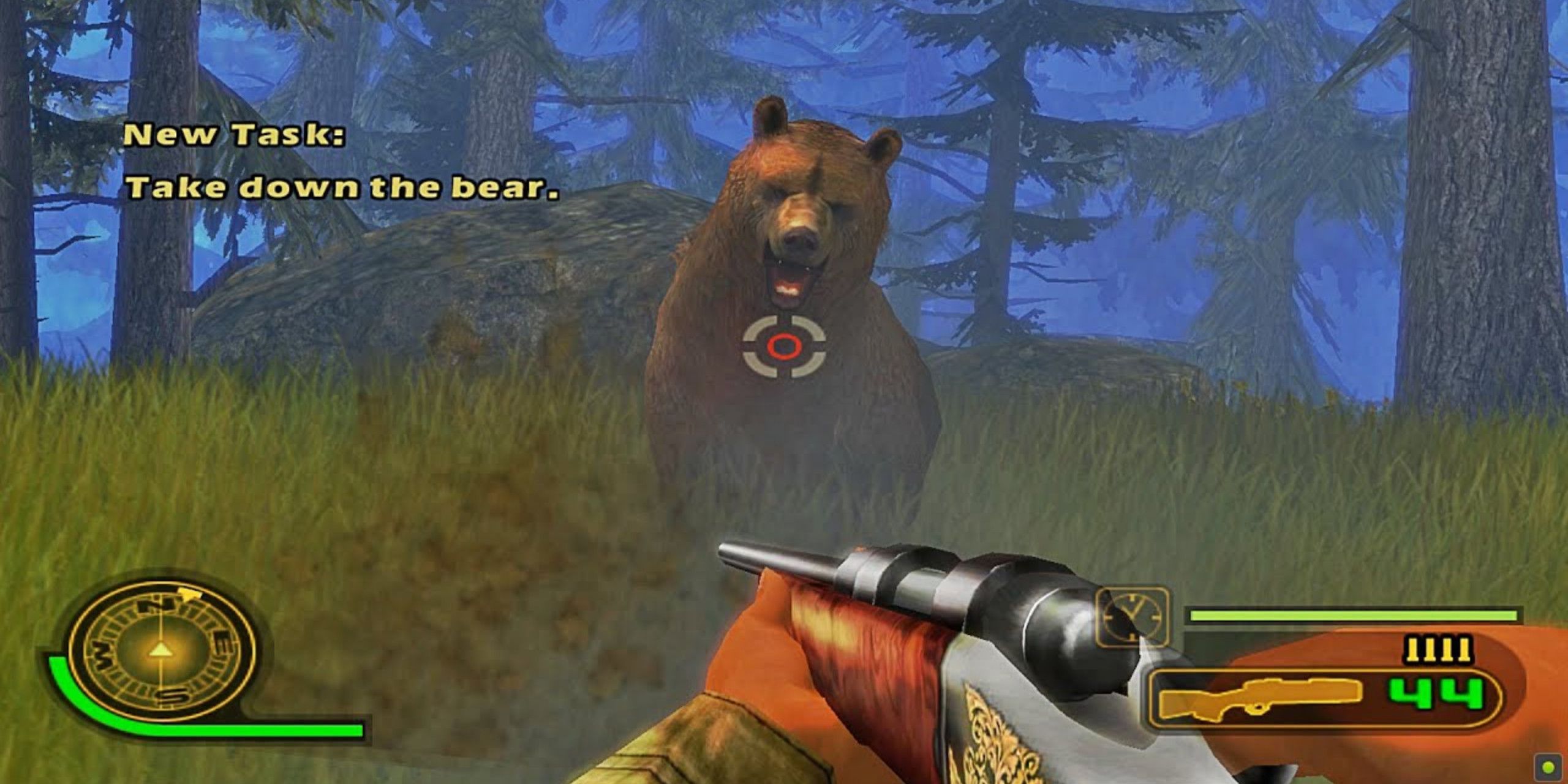 player facing off against a deadly grizzly bear