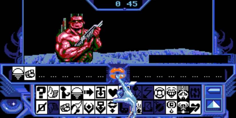 The player uses the interface to attempt communication with an alien