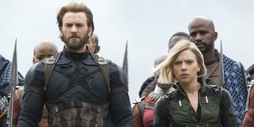 chris evans and scarlett johansson for avengers infinity war