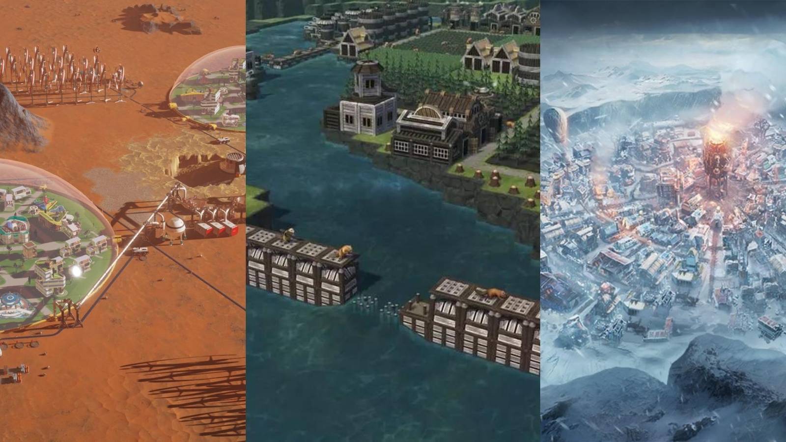 city in Surviving Mars, city in Timberborn, city in Frostpunk
