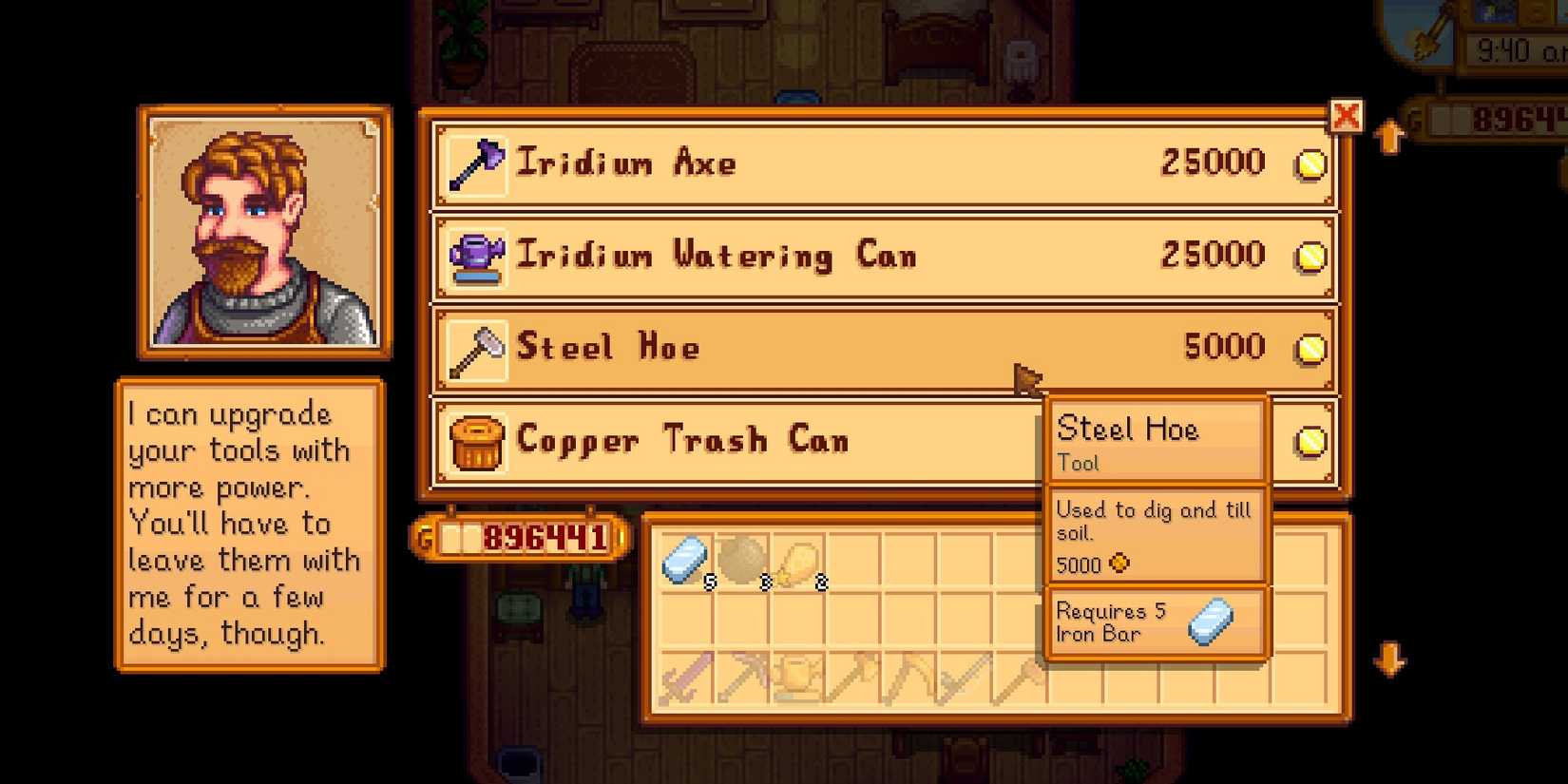 clint upgrade stardew valley