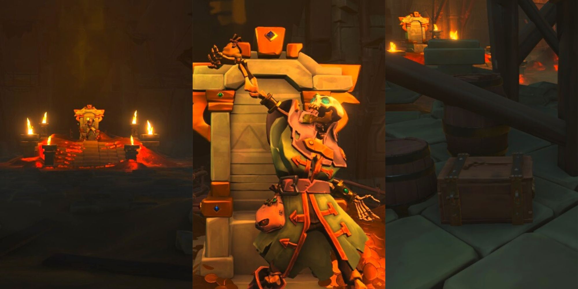The Gold Hoarder By His Throne And Arena Ammo Chest In The Shores Of Gold Tall Tale In Sea Of Thieves