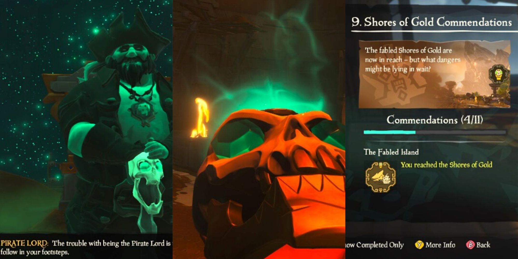 The Pirate Lord, The Gold Hoarder's Skull, And Commendations In The Shores Of Gold Tall Tale In Sea Of Thieves