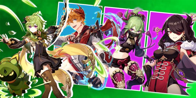 collei, childe, kuki, and beidou in genshin impact