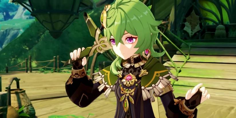 collei looking at a boomerang in genshin impact