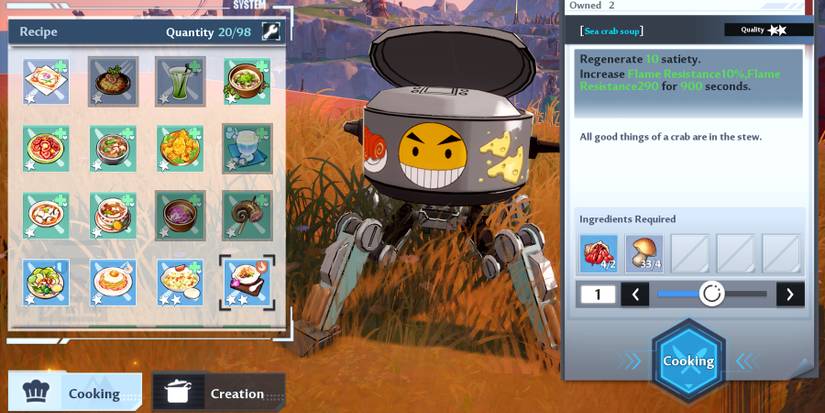 cooking mushroom in tower of fantasy