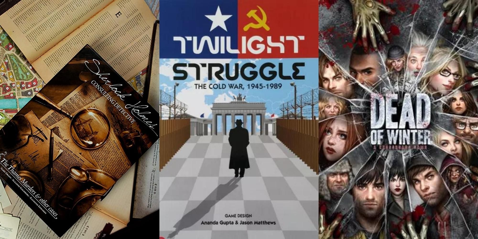 cover of Sherlock Holmes Consulting Detective, cover of Twilight Struggle, cover of Dead of Winter