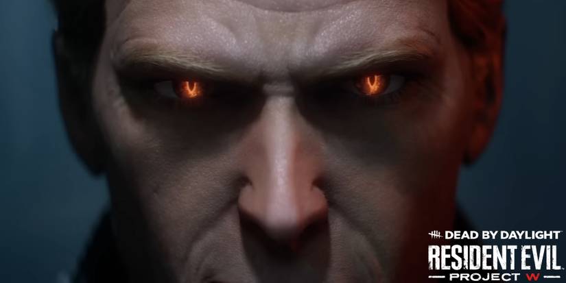 dead by daylight resident evil project w logo albert wesker the mastermind eye close up