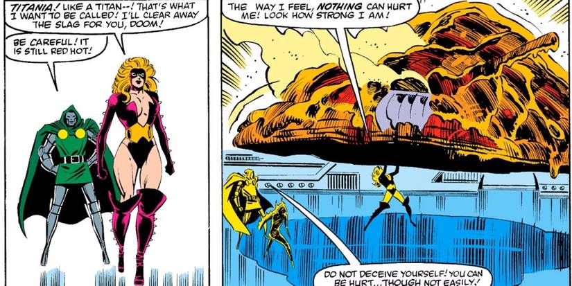 doctor doom with titania lifting weights