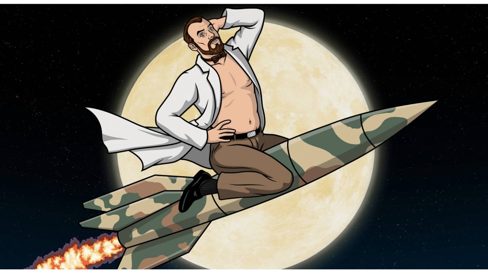 dr krieger riding a rocket