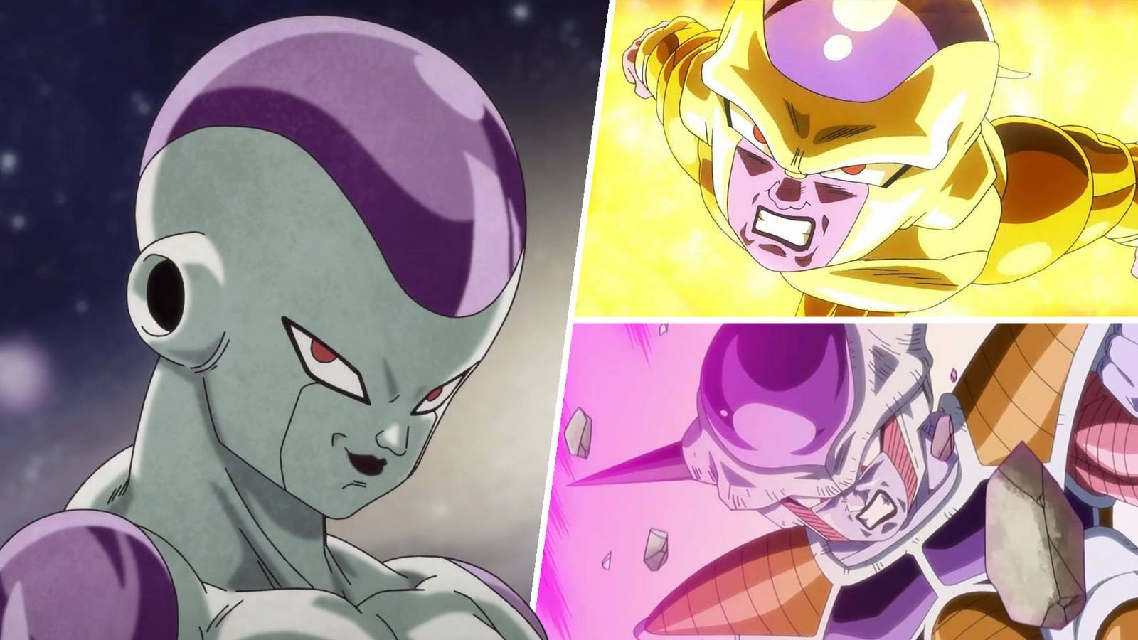 Frieza's Final, Golden, and First forms in Dragon Ball