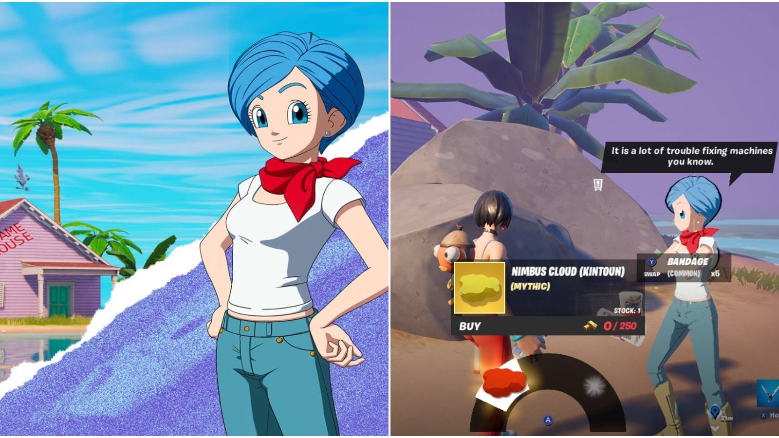 dragon ball fortnite bulma kame house island