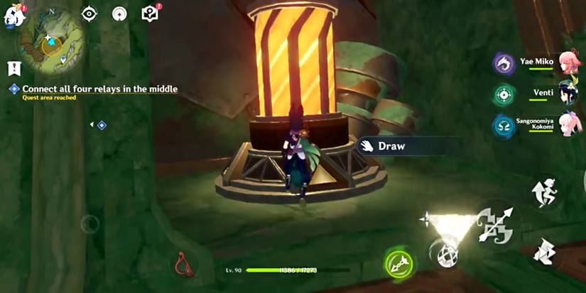 drawing the energy block from the open relay in genshin impact