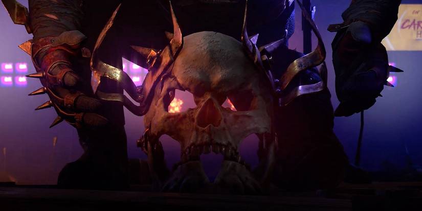 Image from Dying Light 2: Bloody Ties DLC showing a skull about to be picked up off the floor.