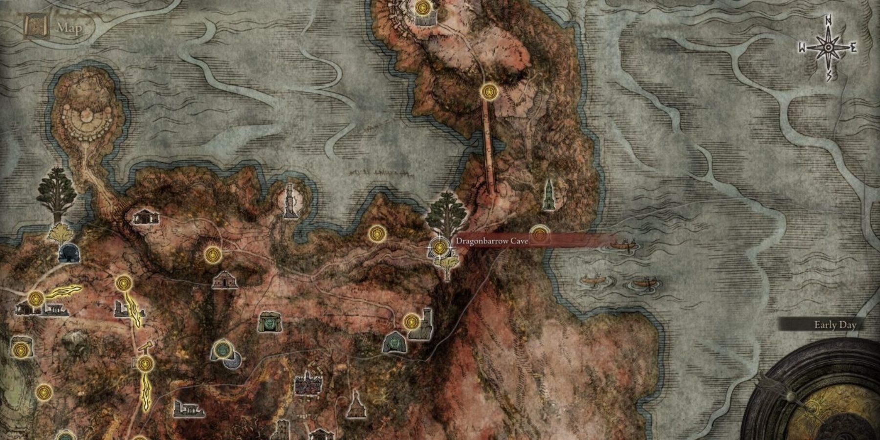 Dragonbarrow Cave map in Elden Ring