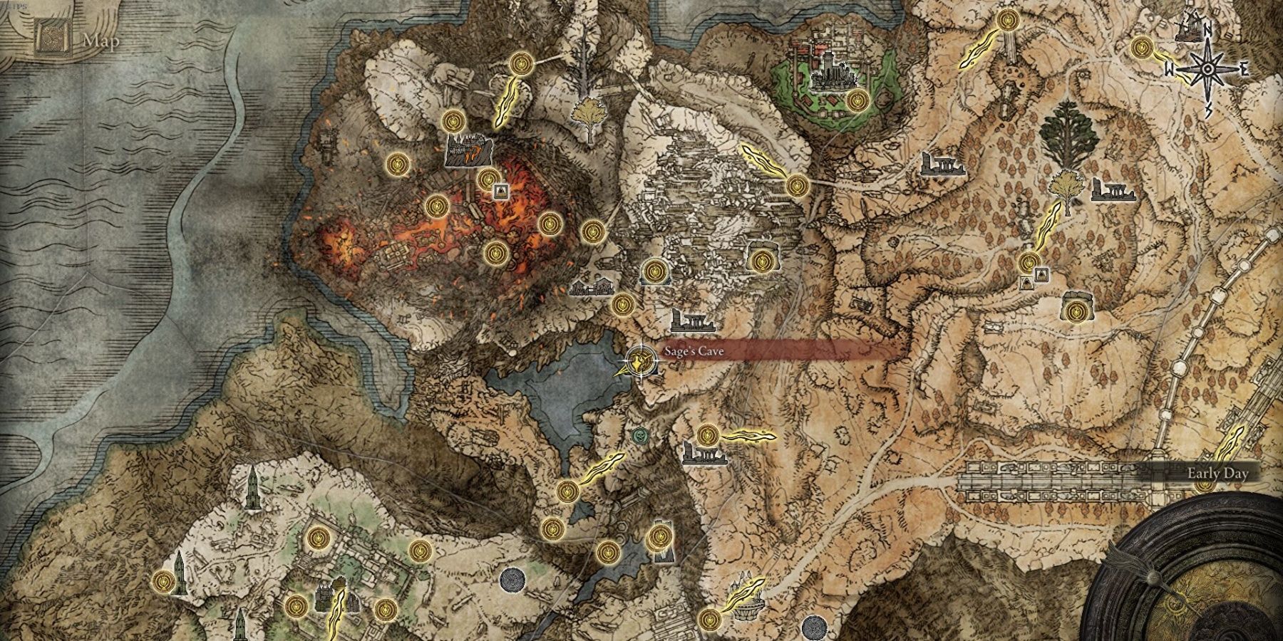 The Sage's Cave map in Elden Ring