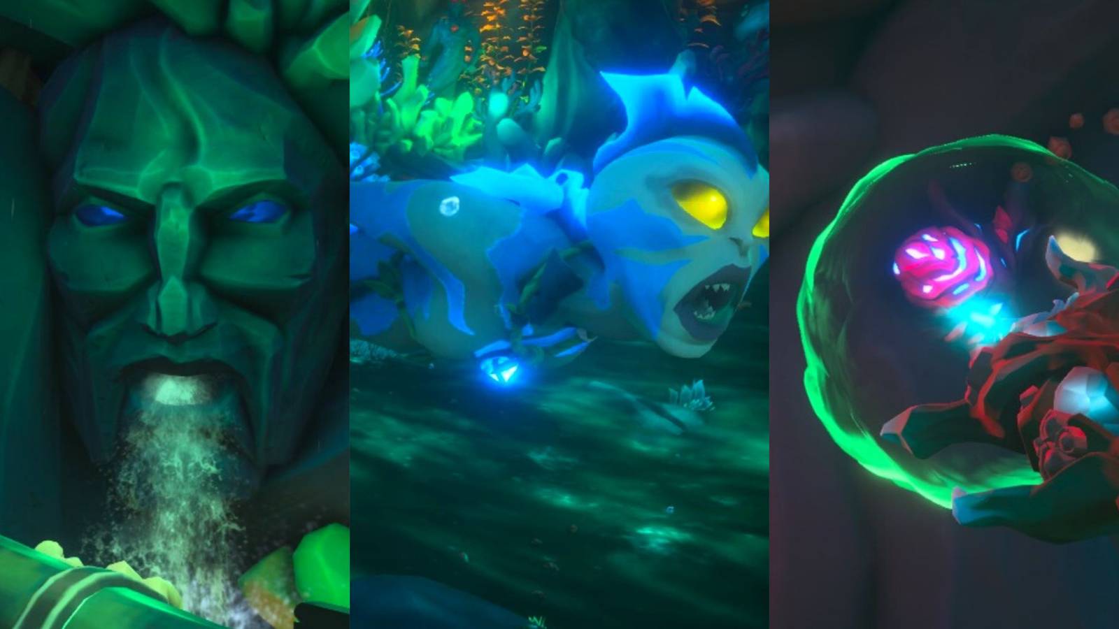 Wall Design, Siren, And Trident Of Dark Tides In The Treasury Of Secret Wilds In Sea Of Thieves