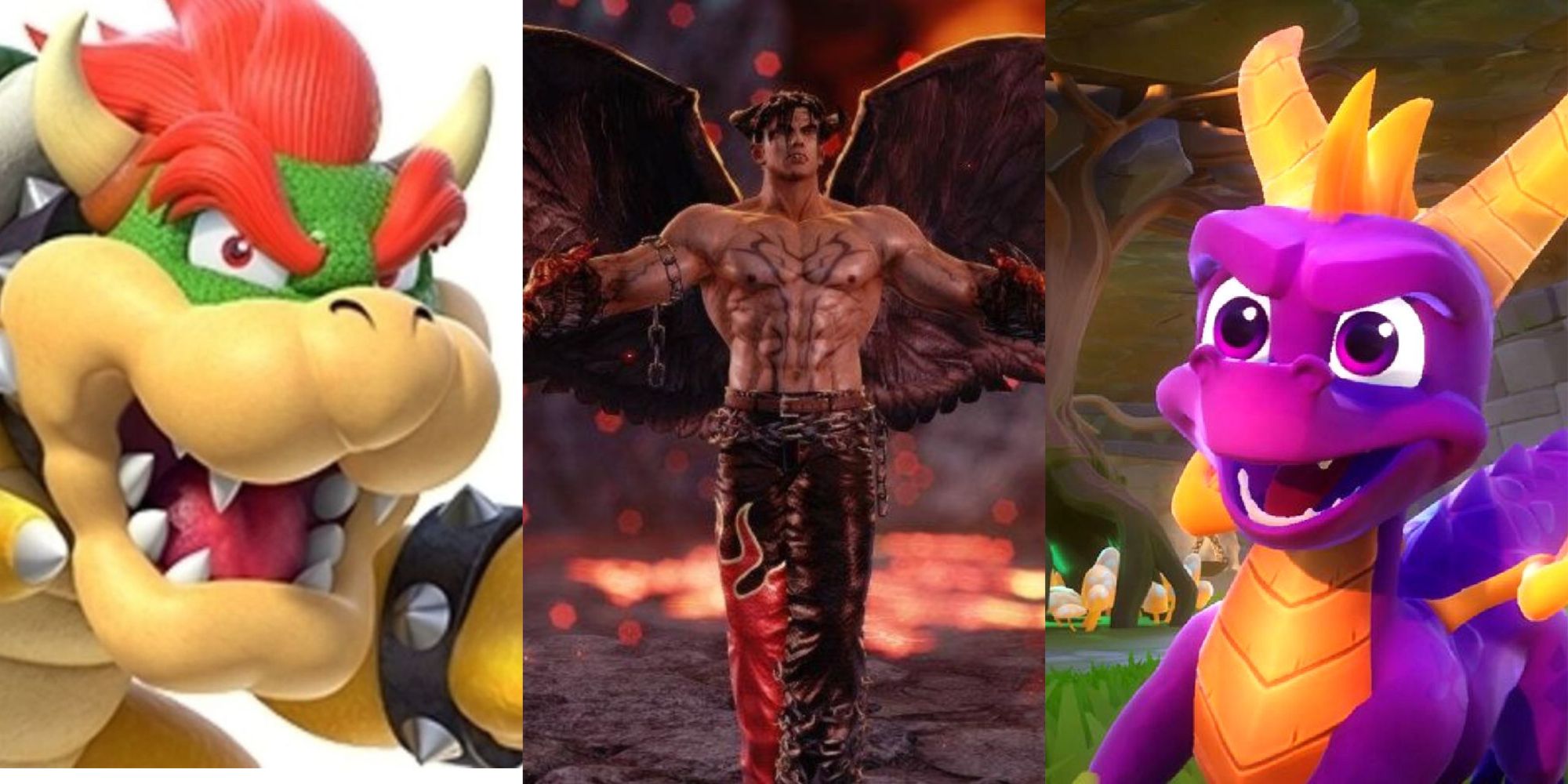 Bowser From The Super Mario Franchise, Devil Jin The Tekken Franchise, And Spyro