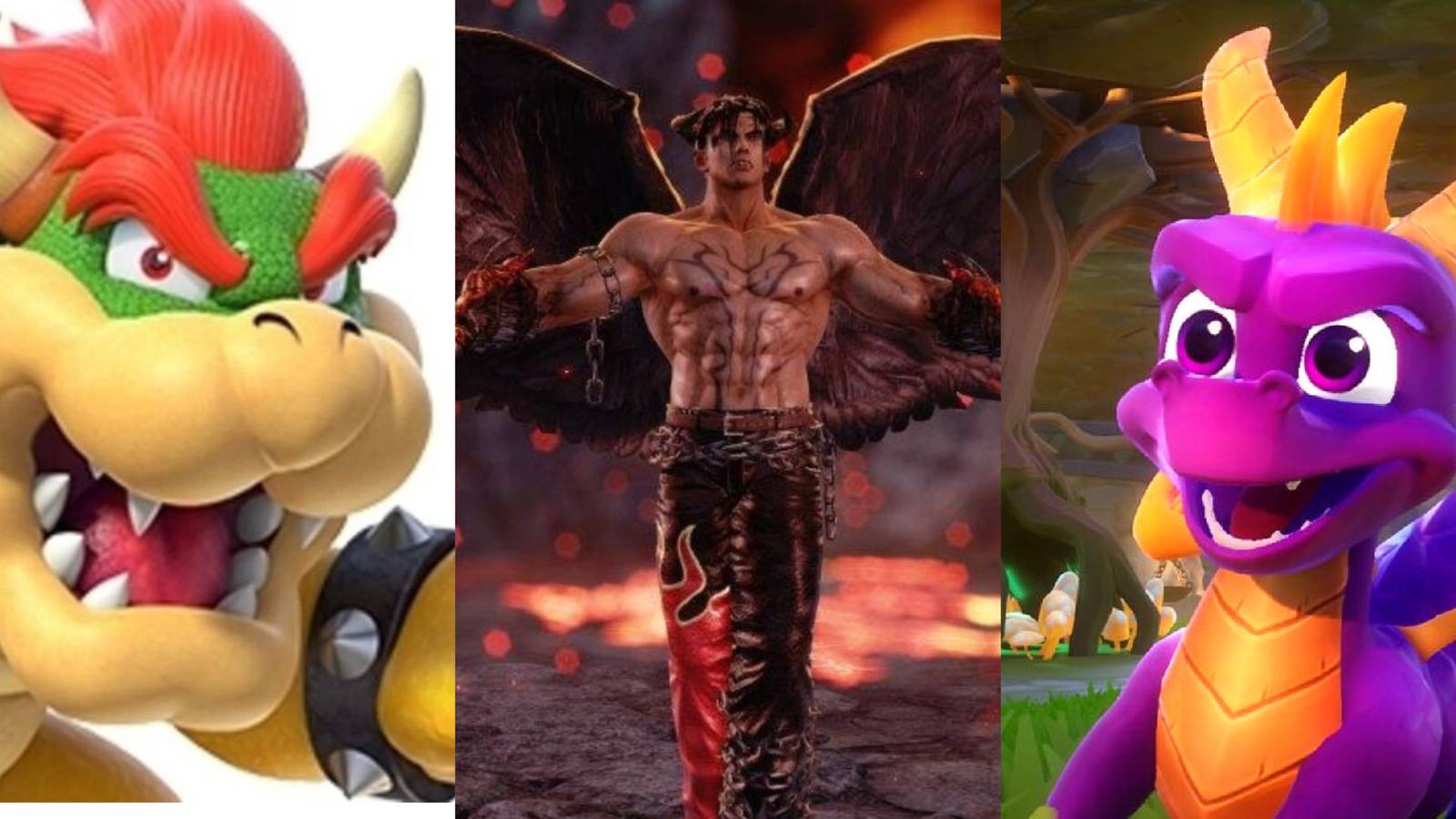 Bowser From The Super Mario Franchise, Devil Jin The Tekken Franchise, And Spyro