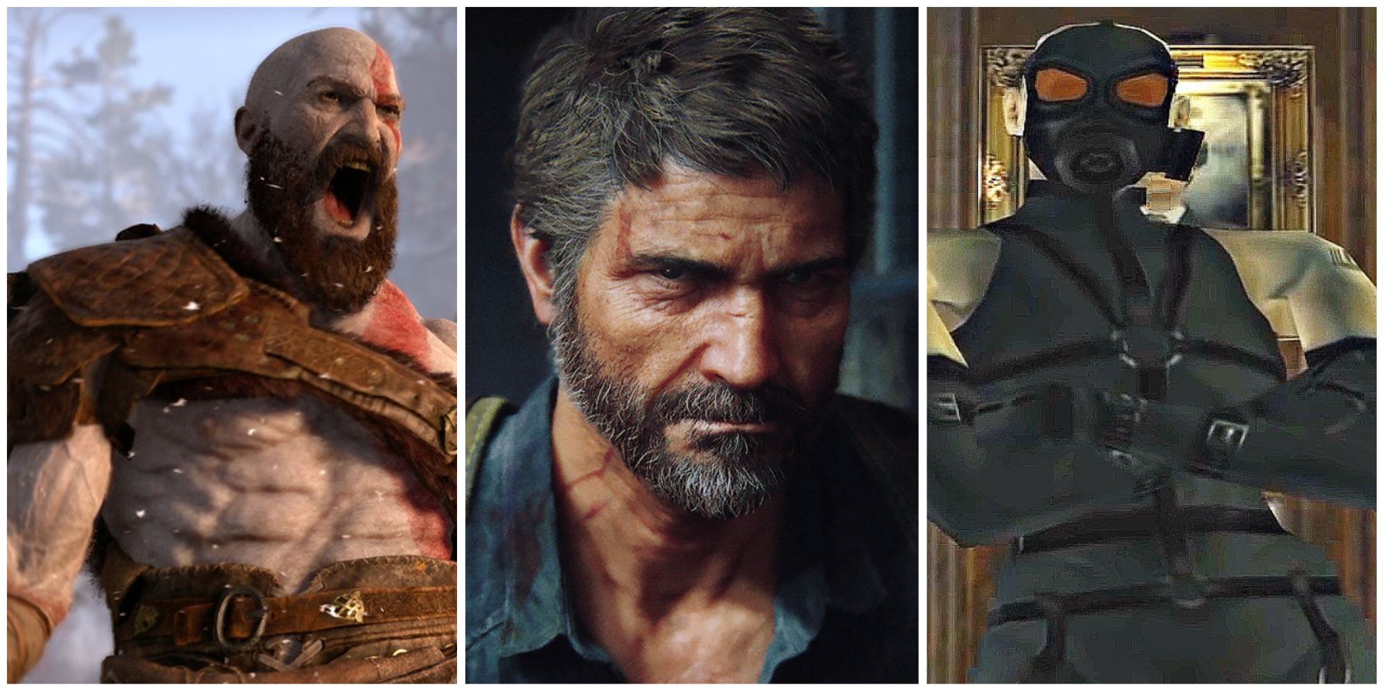 god of war kratos, the last of us joel miller, metal gear solid psycho mantis