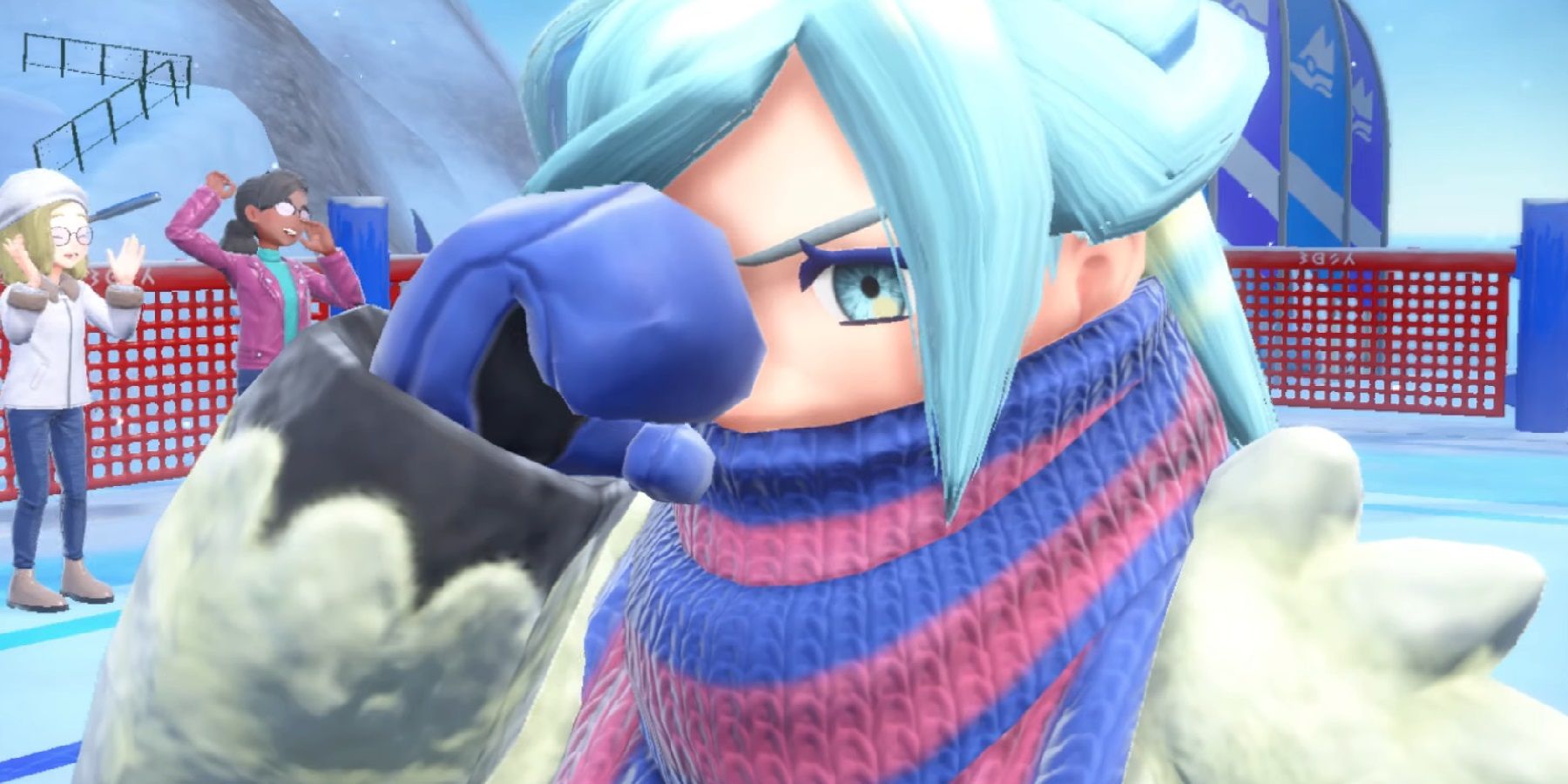 close up of the ice gym leader Grusha in Pokemon Scarlet and Violet