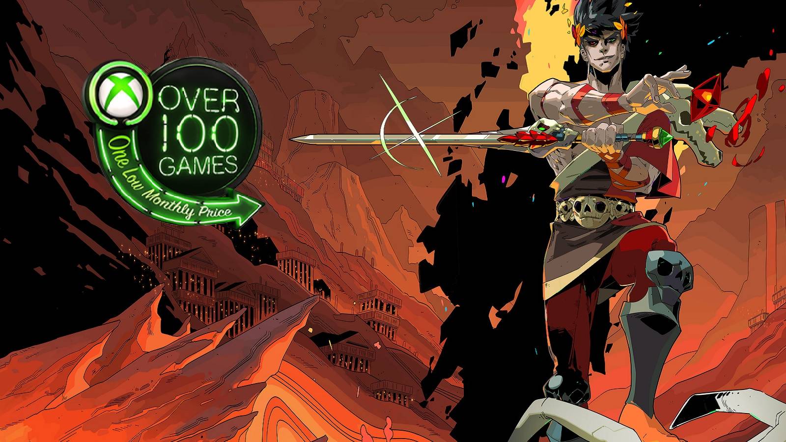 hades key art with xbox game pass logo