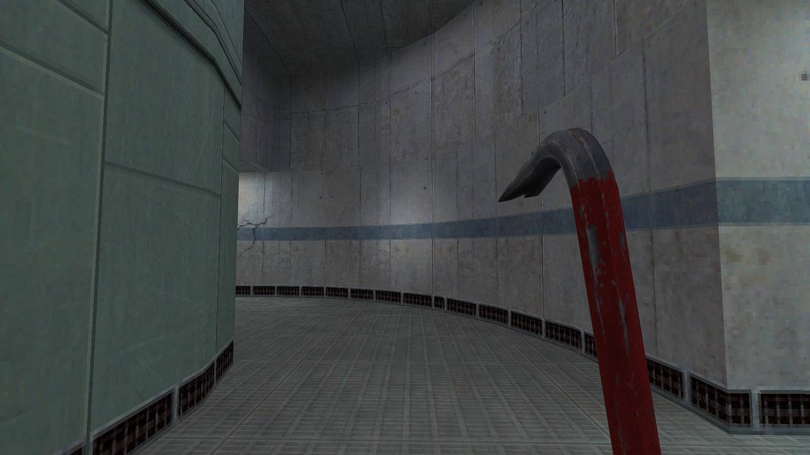 An image from the original Half-Life game showing the iconic crowbar in Gordon Freeman's hand.