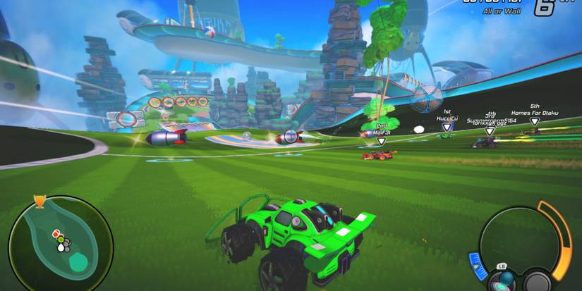 heading towards a rocket item pickup in turbo golf racing