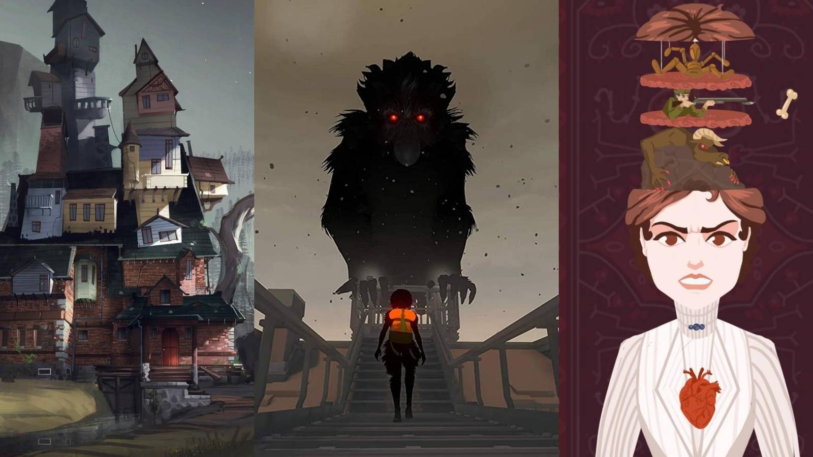 house in What Remains of Edith Finch, Kay in Sea of Solitude, Patient in Freud's Bones