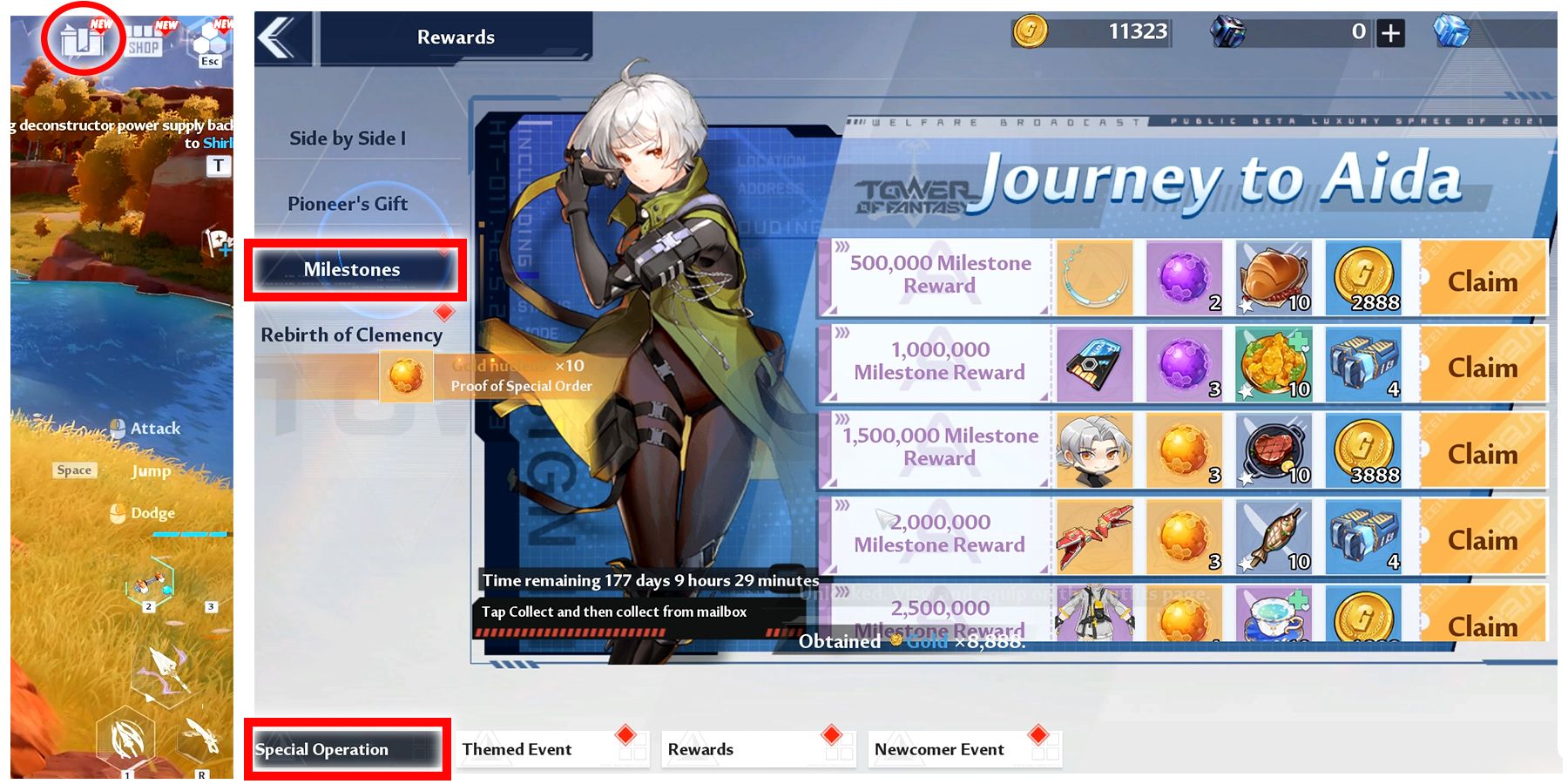 how to claim pre-registration rewards in tower of fantasy