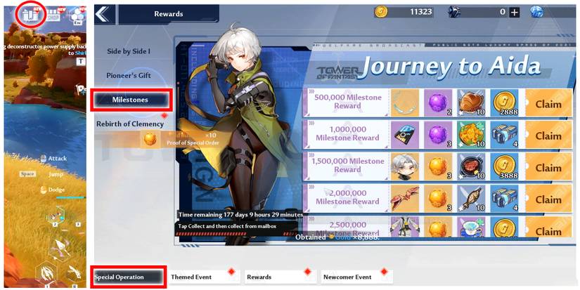 how to claim pre-registration rewards in tower of fantasy