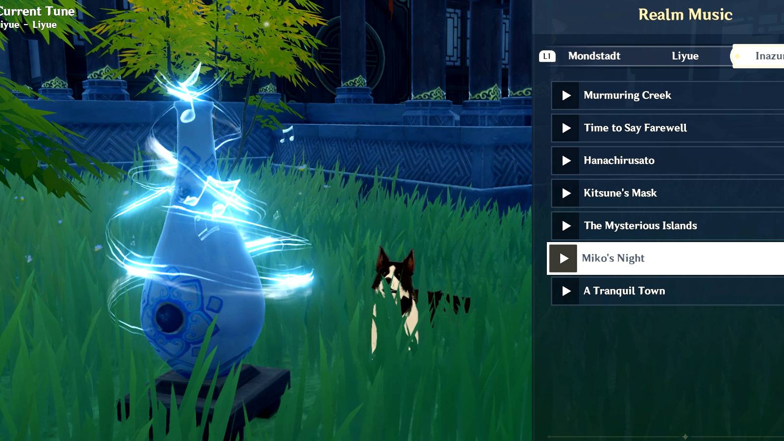 inazuma realm music list in genshin impact