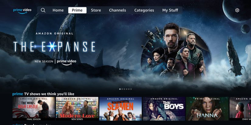 interface of amazon prime video