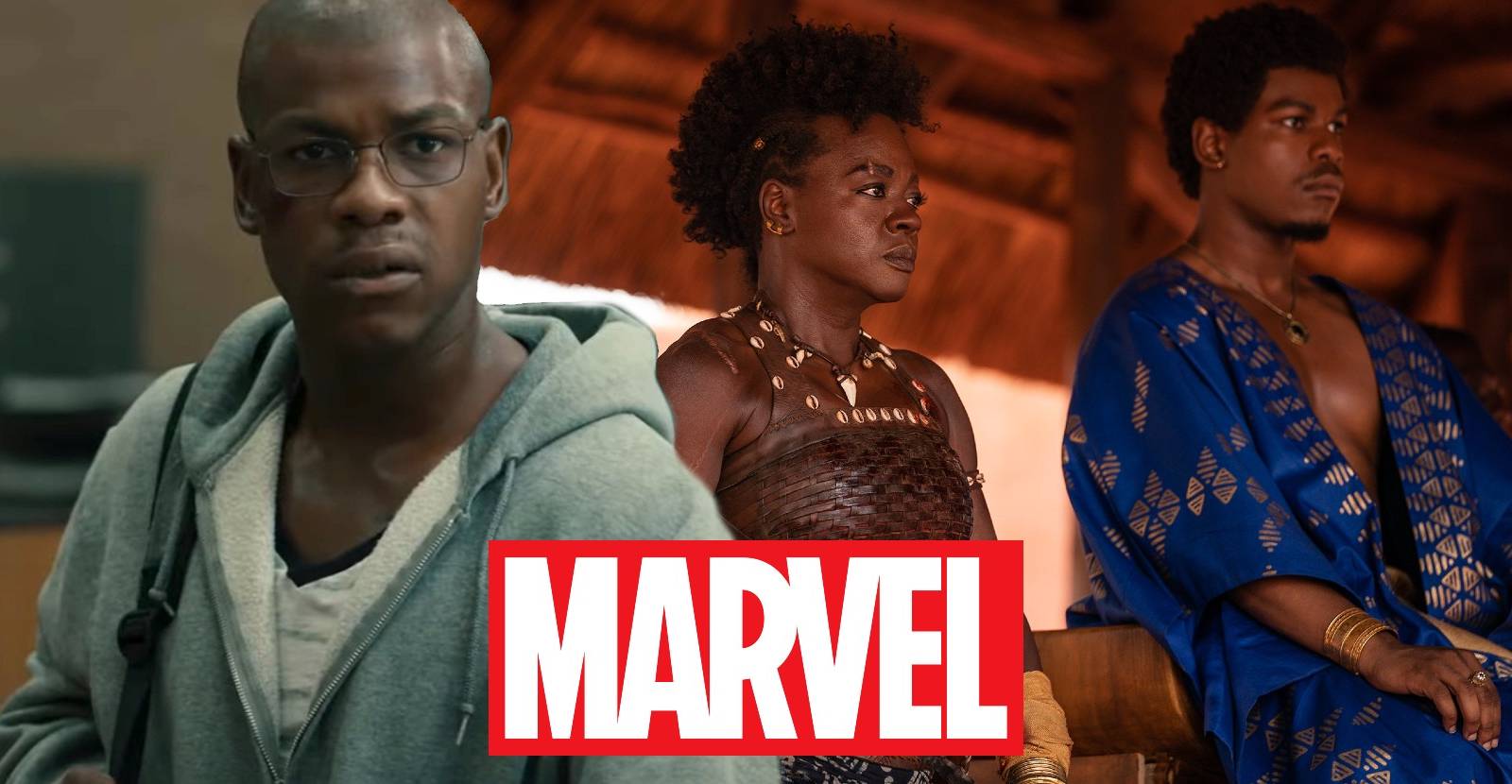 John Boyega in Breaking and The Woman King with Marvel logo