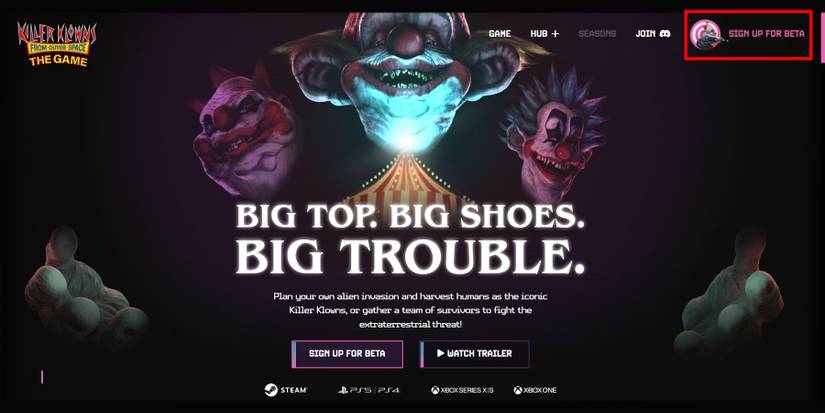 killer klowns from outer space the game beta sign up
