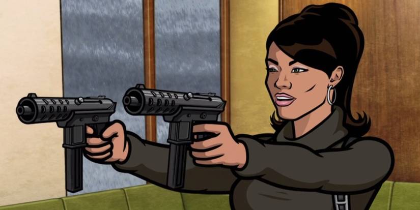 lana kane with her machine guns