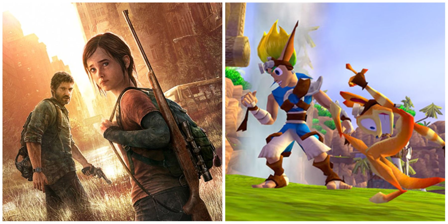 (Left) Joel and Ellie (Right) Jak and Daxter