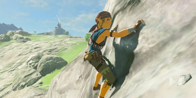 legend of zelda breath of the wild link climbing