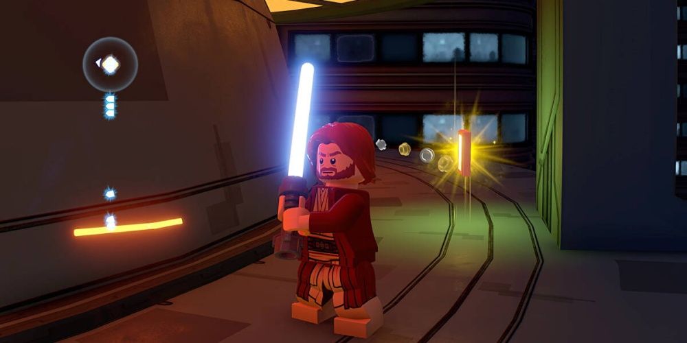 Lego Obi-Wan coleta um cartão de dados