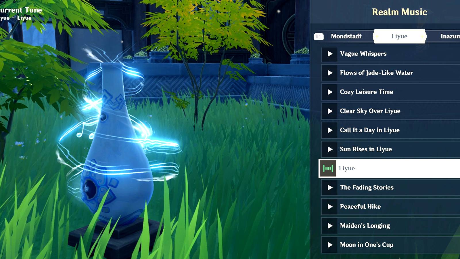 liyue realm music list in genshin impact