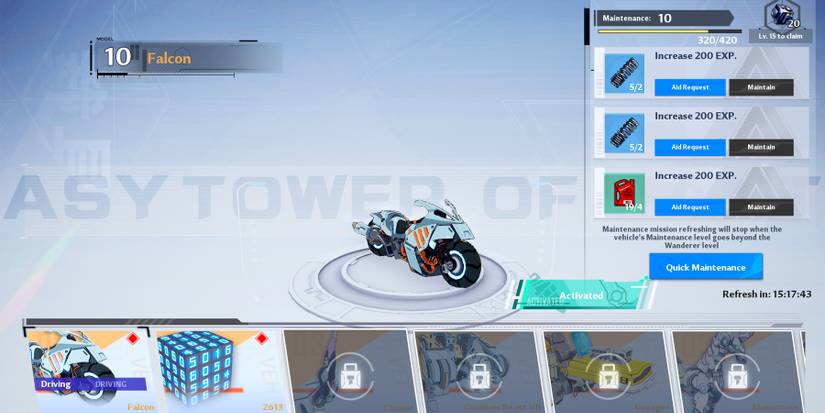 maintenance item in tower of fantasy