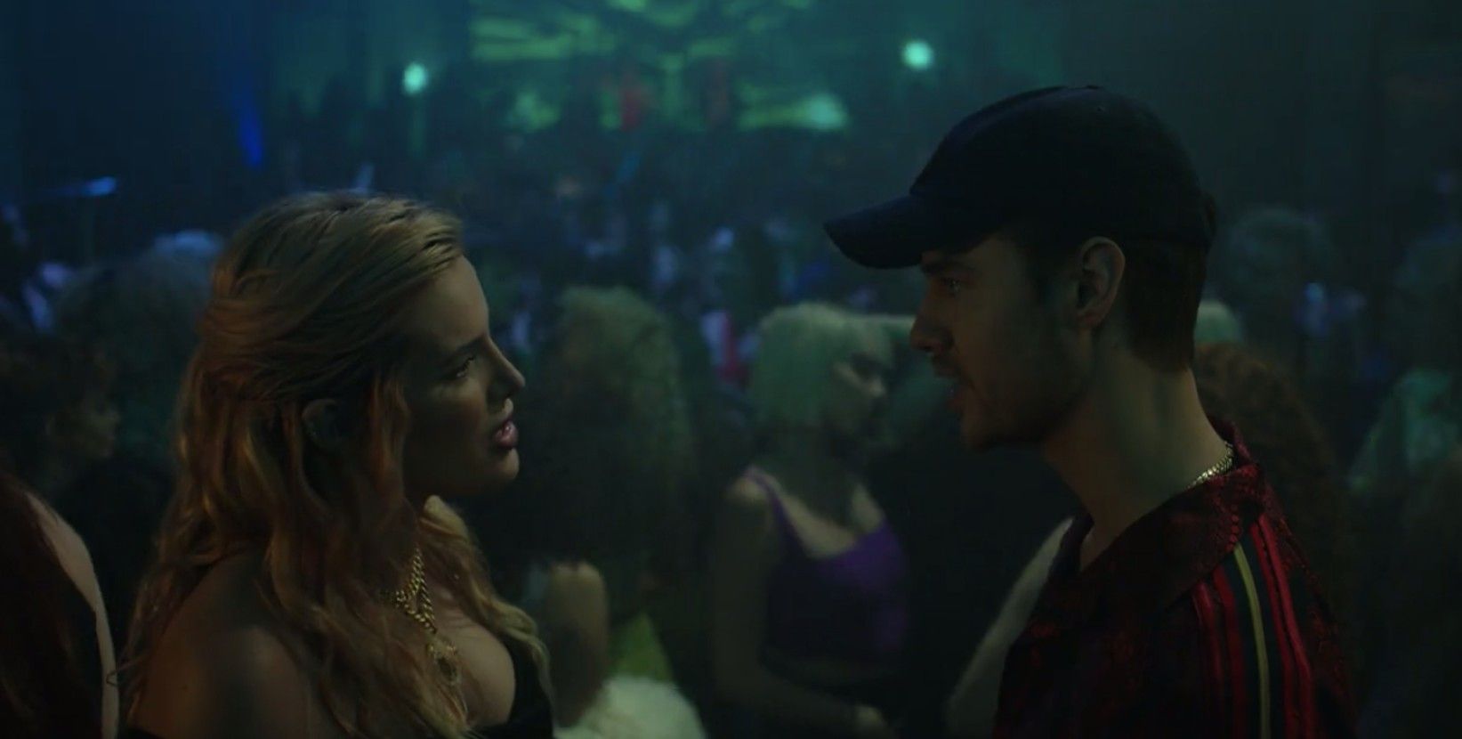 Marci (Bella Thorne) and Chaz (Anthony de la Torre) in a nightclub in American Horror Stories' "Drive"