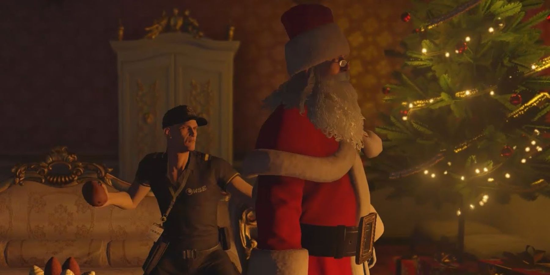 Agent 47 in a Santa Costume in Hitman